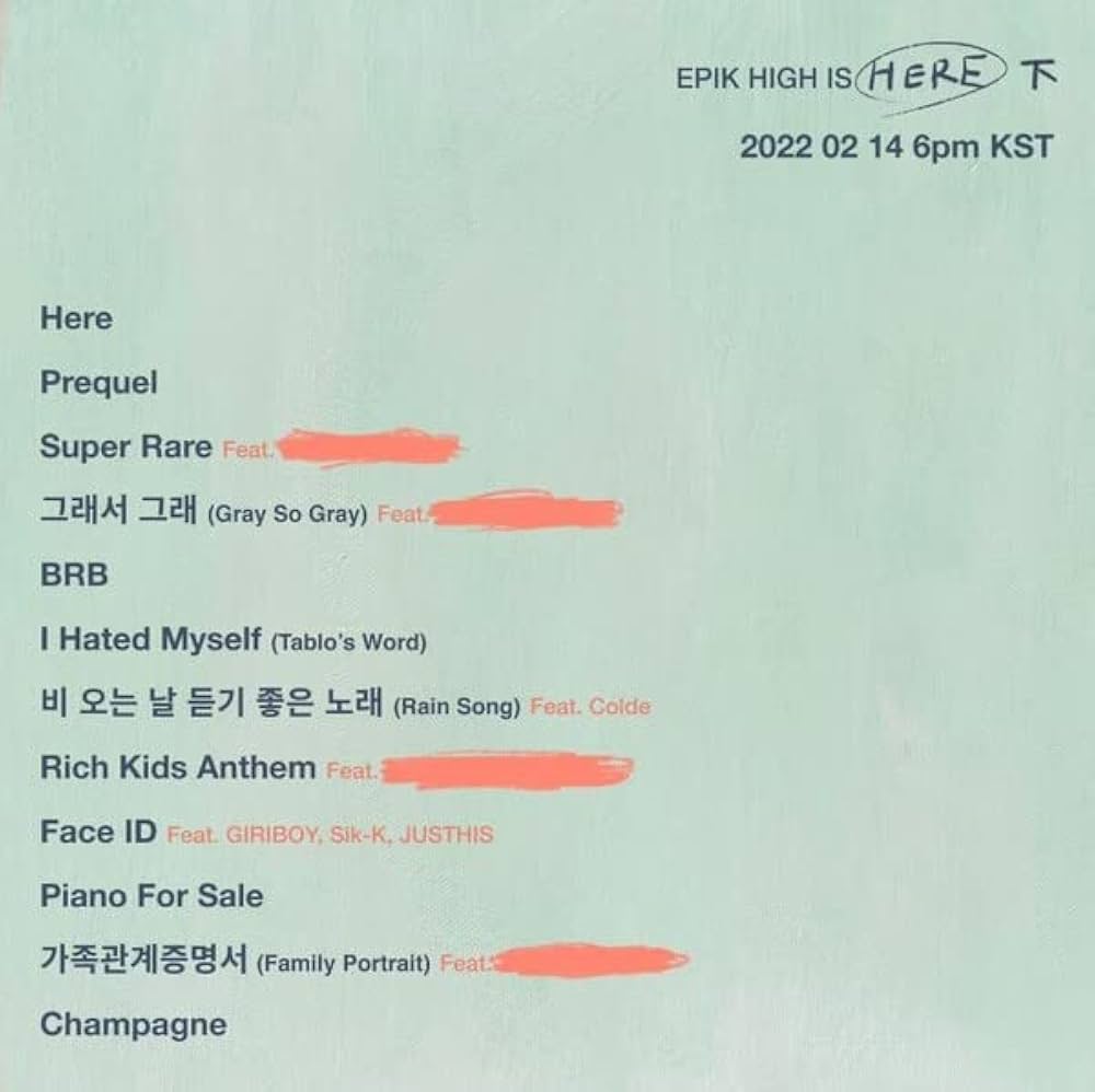EPIK HIGH Epik High Is Here 上+下 10th Album Contents+